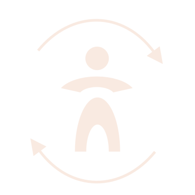 Symbol eines stilisierten Menschen und Pfeilen darum herum.