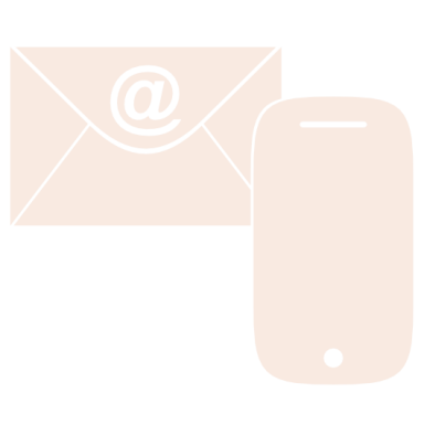 E-Mail-Symbol neben einem Smartphonesymbol.